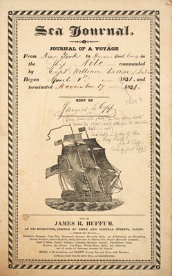 Lot 57 - [MANUSCRIPT--SHIP'S LOG]
[COPP, JAMES S.] Sea Journal. Journal of a Voyage...