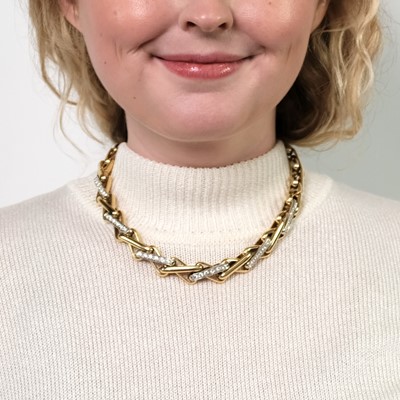 Lot 86 - Pomellato Two-Color Gold and Diamond Necklace/Bracelets Combination