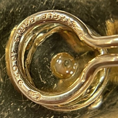 Lot 17 - Sterlé Paris Pair of Two-Color Gold, Coral and Diamond Earclips