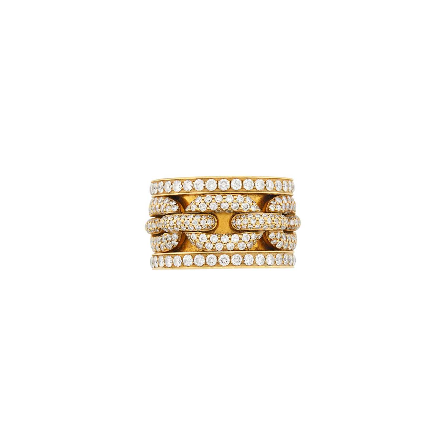 Lot 131 - Ralph Lauren Wide Rose Gold and Diamond Band Ring