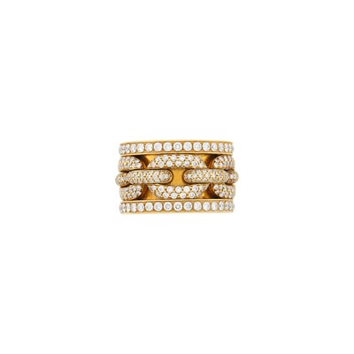Lot 131 - Ralph Lauren Wide Rose Gold and Diamond Band Ring