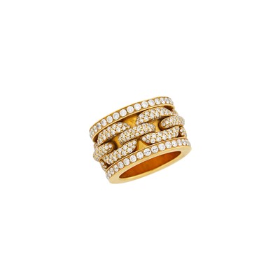 Lot 131 - Ralph Lauren Wide Rose Gold and Diamond Band Ring