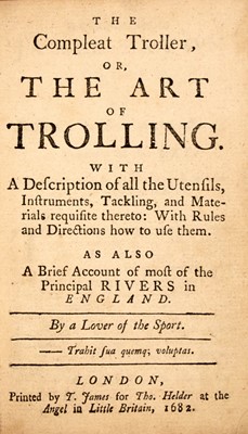Lot 139 - [ANGLING]
[NOBBES, ROBERT]. The compleat troller, or, the art of trolling...