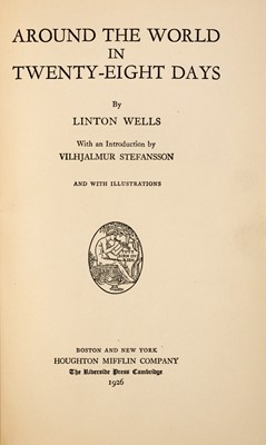 Lot 50 - [AVIATION]
WELLS, LINTON; [with an introduction by] VILHJALMUR STEFANSSON. Around the World in Twenty-Eight Days.
