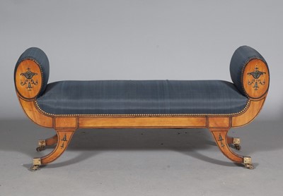 Lot 92 - George III Style Paint Decorated Mahogany Horsehair Upholstered Bench