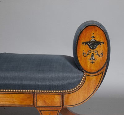 Lot 92 - George III Style Paint Decorated Mahogany Horsehair Upholstered Bench