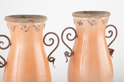 Lot 103 - Pair Glazed Pottery Vases