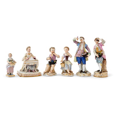 Lot 284 - Group of Six Meissen Porcelain Figures