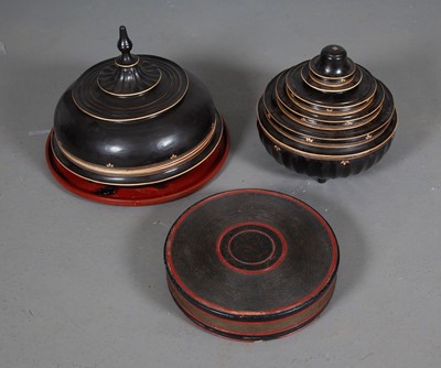 Lot 84 - Two Thai Lacquered Wood Domed Boxes ??