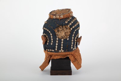 Lot 108 - Beadwork Mask with Stand and a Feather Inset Box