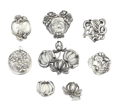 Lot 538 - Group of American Art Nouveau Sterling Silver Brooches