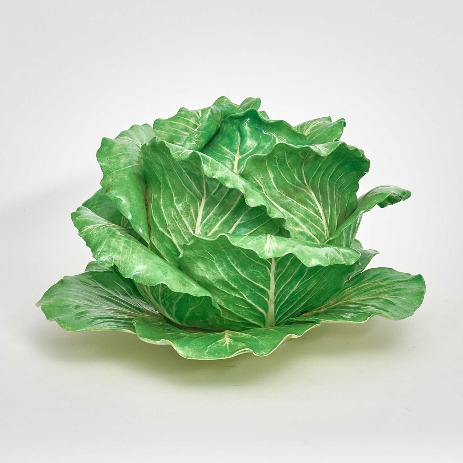 Lot 82 - Dodie Thayer Glazed Ceramic Lettuce Ware Covered Tureen and Stand