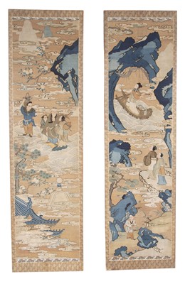 Lot 130a - A Pair of Chinese Kesi Silk Panels