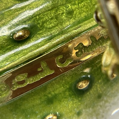 Lot 53 - David Freda Gold, Enamel, Tanzanite and Diamond Orchid Brooch