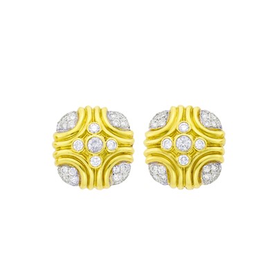 Lot 28 - Pair of Gold and Diamond Earrings