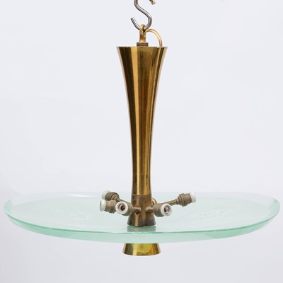Lot 564 - Max Ingrand Glass and Brass Six-Light Chandelier