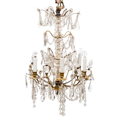 Lot 361 - Louis XV/XVI Transitional Style Gilt-Brass and Glass Six-Light Chandelier