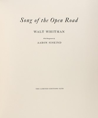 Lot 200 - [LIMITED EDITIONS CLUB--SISKIND, AARON]
WHITMAN, WALT. Song of the Open Road.
