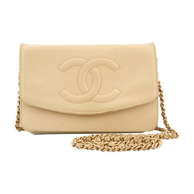 Lot 1275 - Chanel White Caviar Wallet on Chain