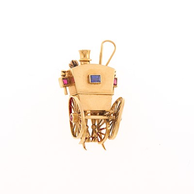 Lot 1013 - Mellerio Gold, Sapphire and Ruby Carriage Clip, France
