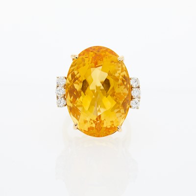 Lot 1138 - Gold, Citrine and Diamond Ring