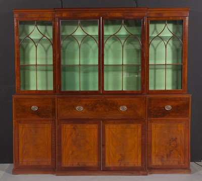 Lot 106 - George III Inlaid Mahogany Breakfront Bookcase