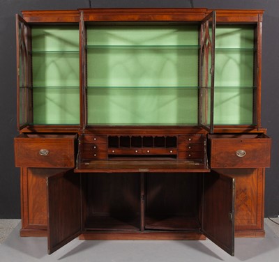 Lot 106 - George III Inlaid Mahogany Breakfront Bookcase