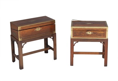 Lot 147 - Two Victorian Brass Inlaid Rosewood Lap Desks on Stands