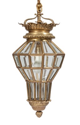 Lot 140 - Gilt-Metal and Glass Lantern