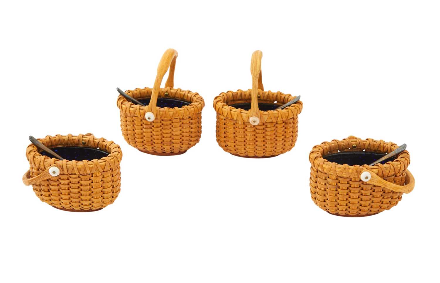 Lot 145 - Two Pairs of Paul Willer Nantucket Basket Salt Cellars