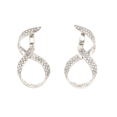 Lot 1168 - Pair of White Gold and Diamond Earrings