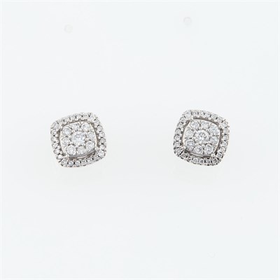 Lot 134 - Two Diamond Earrings, 66 diamonds about 1.00...