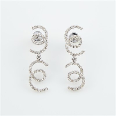 Lot 155 - Two Diamond Earrings, 118 diamonds about 1.75...