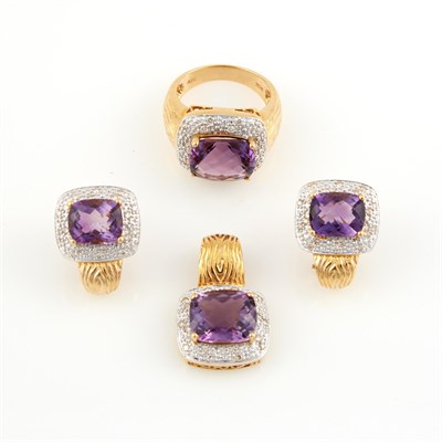 Lot 226 - Diamond and Stone Ring, Pendant and Two...