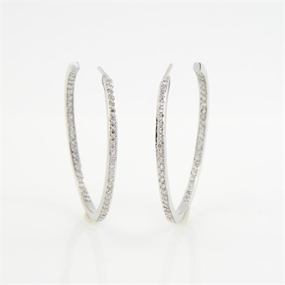 Lot 227 - Two Diamond Earrings, 114 diamonds about 1.15...