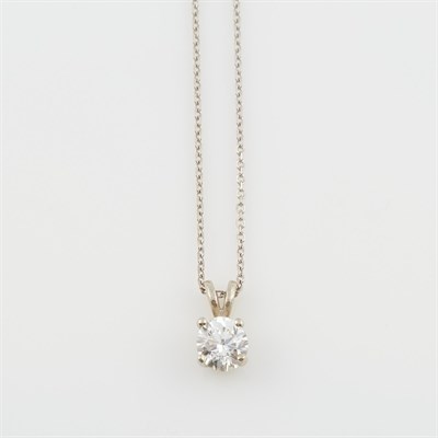 Lot 434 - Diamond Solitaire Pendant about 0.95 ct., and...