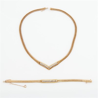 Lot 452 - Diamond Necklace and Flexible Bracelet, 26...