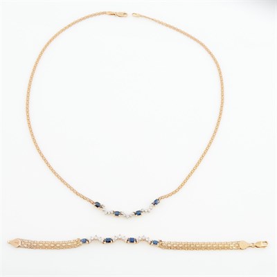 Lot 458 - Diamond and Stone Necklace and Flexible...