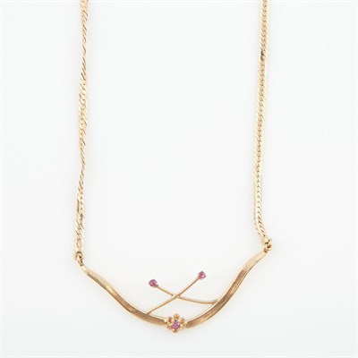 Lot 473 - Gold and Stone Necklace, 14K 4 dwt. all