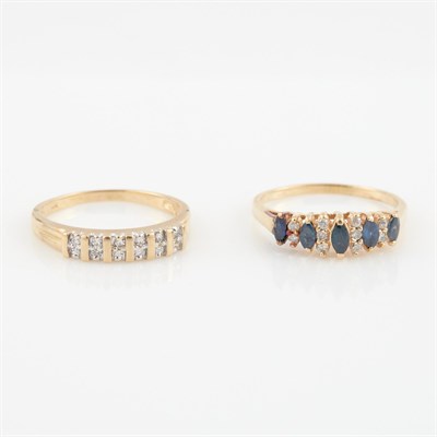 Lot 500 - Two Diamond and Stone Rings, 14K 3 dwt. all
