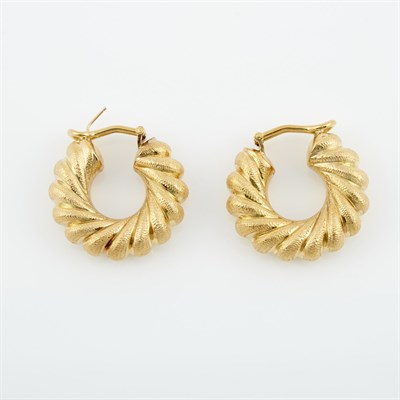 Lot 548 - Two Gold Earrings, 18K 18 dwt., damaged