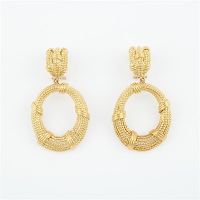 Lot 553 - Two Gold Earrings, 18K 30 dwt.