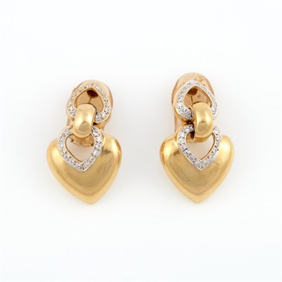 Lot 556 - Two Diamond Earrings, 56 diamonds about 0.55...