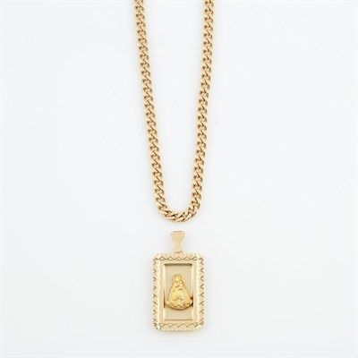 Lot 560 - Gold Pendant and Neck Chain, 14K 23 dwt.