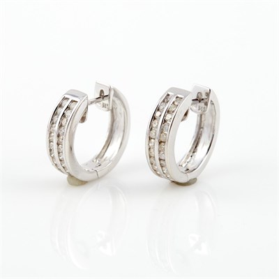 Lot 567 - Two Diamond Earrings, 44 diamonds about 0.75...