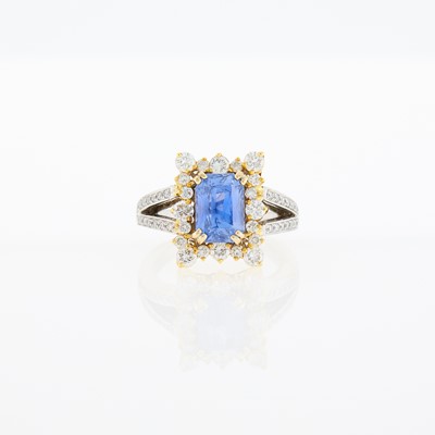 Lot 1213 - Two-Color Gold, Sapphire and Diamond Ring