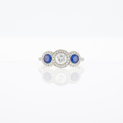 Lot 1104 - Platinum, Diamond and Sapphire Ring