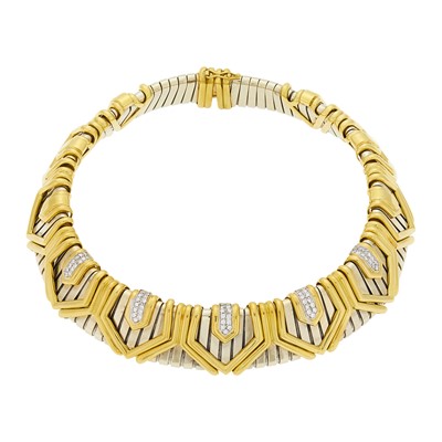Lot 38 - Two-Color Gold and Diamond Necklace