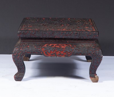 Lot 75 - A Chinese Cinnabar and Black Lacquer Low Table