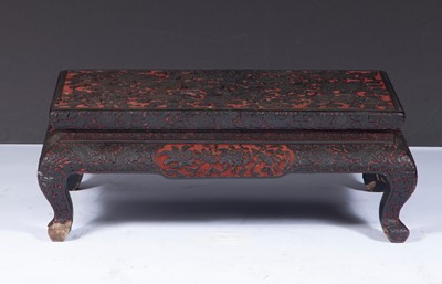 Lot 75 - A Chinese Cinnabar and Black Lacquer Low Table